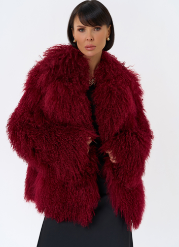 Красная шуба из ламы