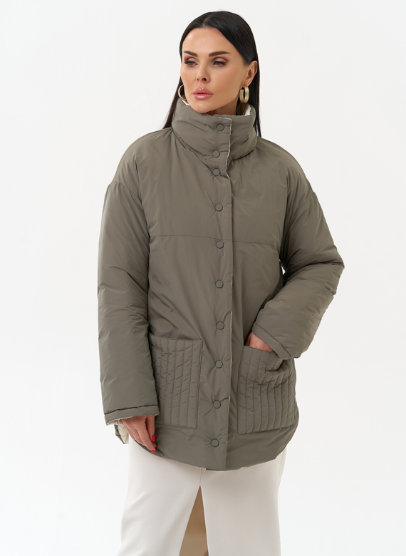 Женская двухсторонняя куртка с воротником стойкой