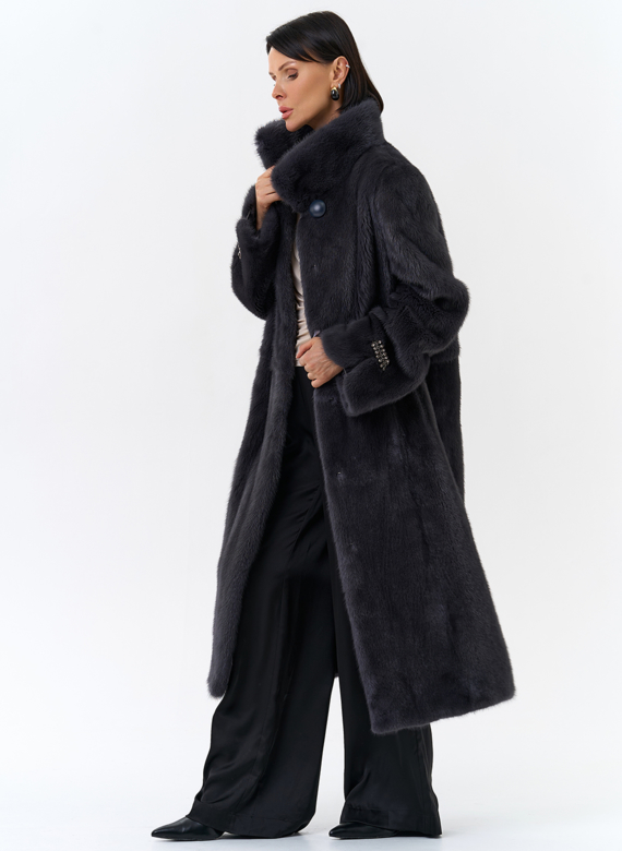 Норковая шуба с воротником стойка 