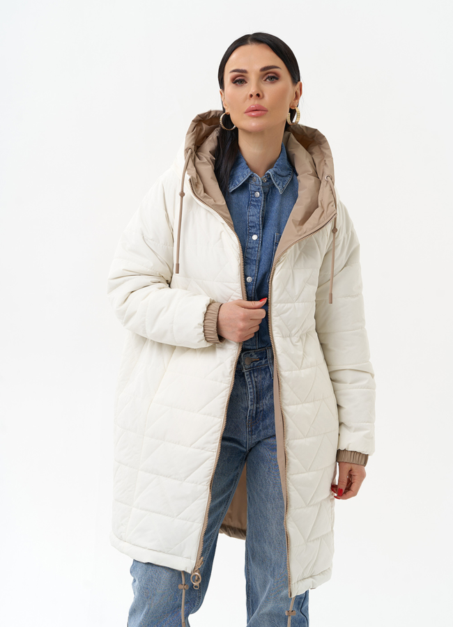 Женская удлиненная куртка с капюшоном модель № 30013 универмаг малина