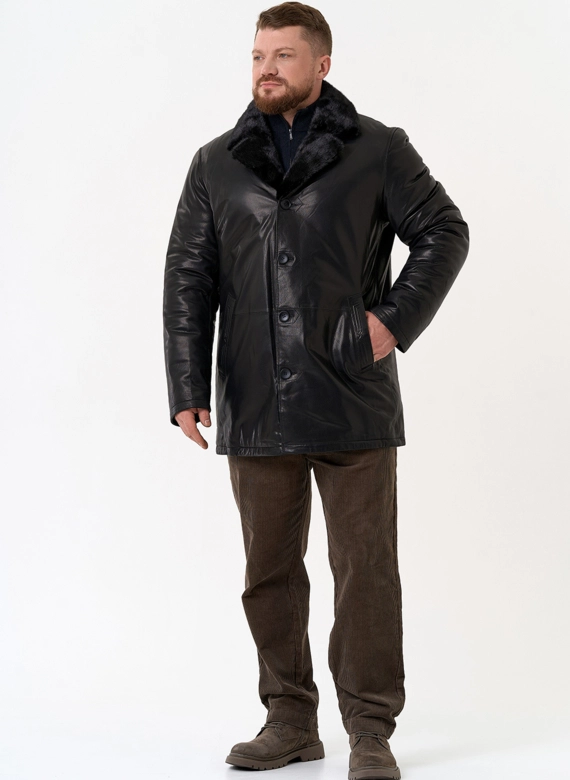Мужская дубленка с английским воротником фото