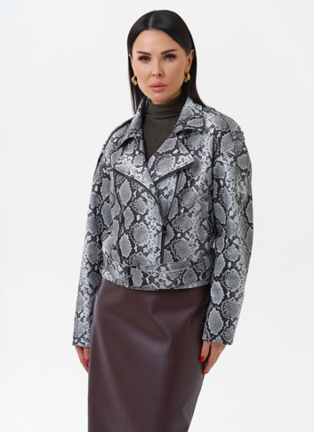 Кожаная куртка со змеиным принтом
