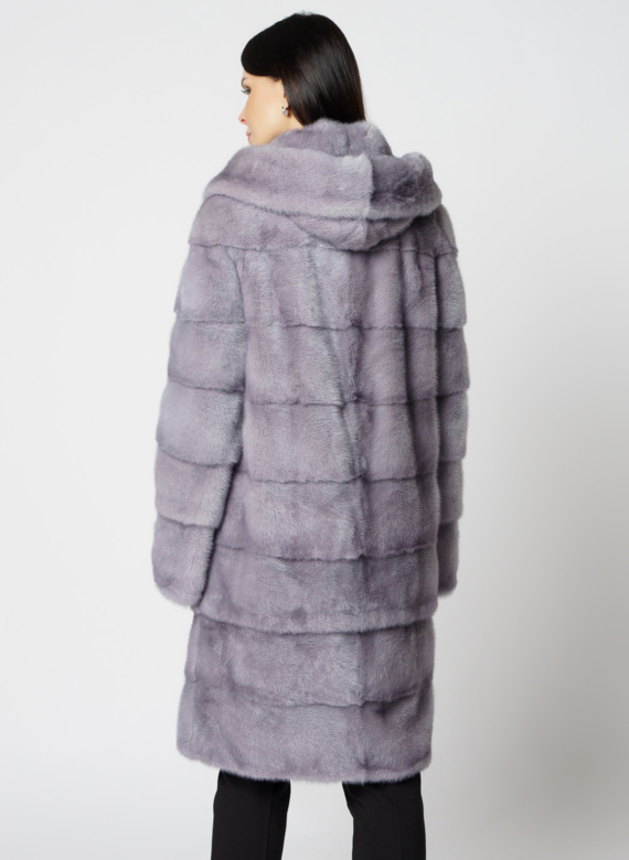 Норковая шуба с капюшоном голубого цвета трансформер  4 в 1