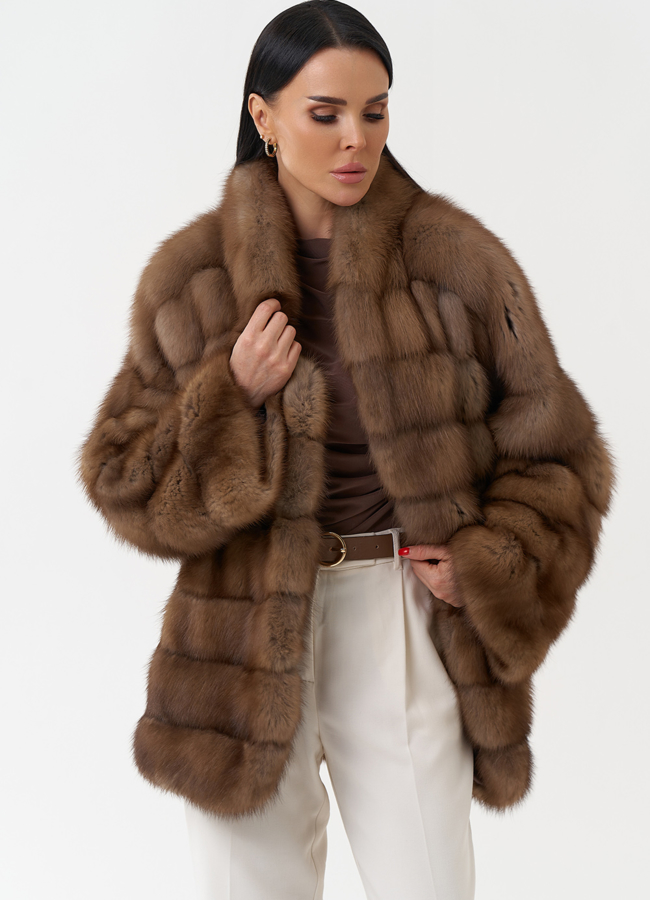 Шуба из куницы с воротником шаль модель № 30478 в кредит