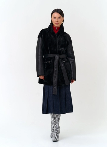 Женская дубленка из эко меха фото