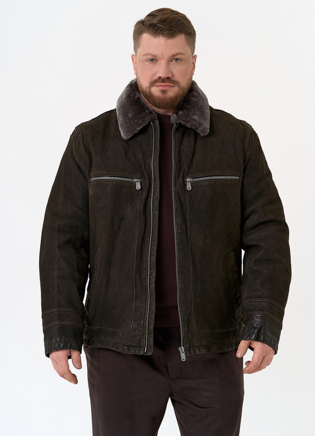 фото Куртка из натуральной кожи с отделкой из овчины модель № 31657