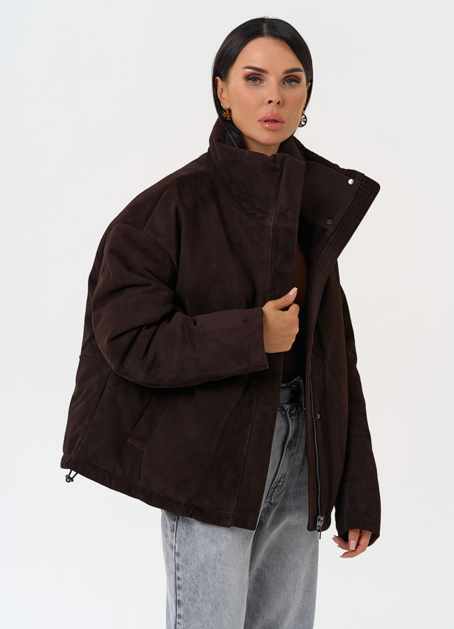 Куртка -пуховик из натуральной замши модель № 31373 универмаг малина