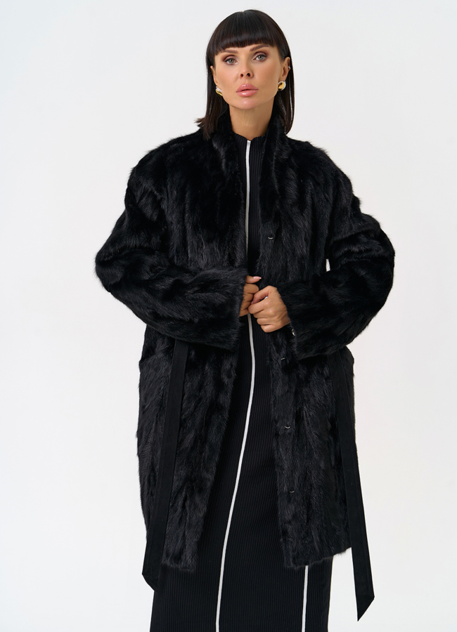 Женская шуба из меха норки в черном цвете модель № 31296 универмаг малина