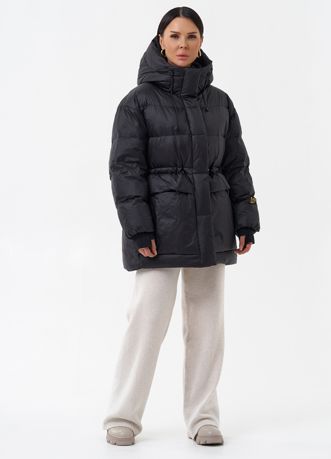 Женский пуховик черного цвета модель № 26112 универмаг малина
