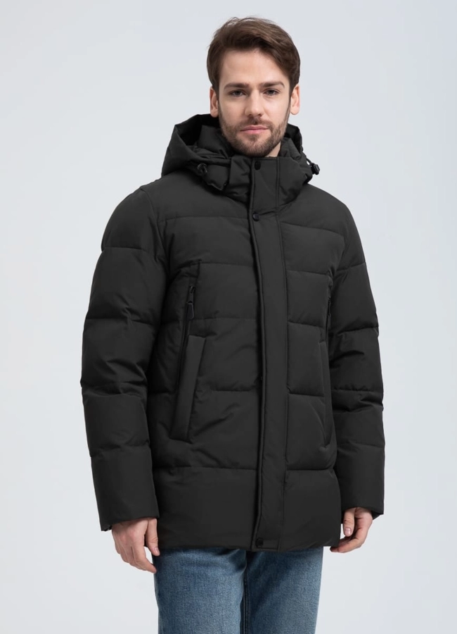 Мужской пуховик с капюшоном  модель № 32036 в кредит
