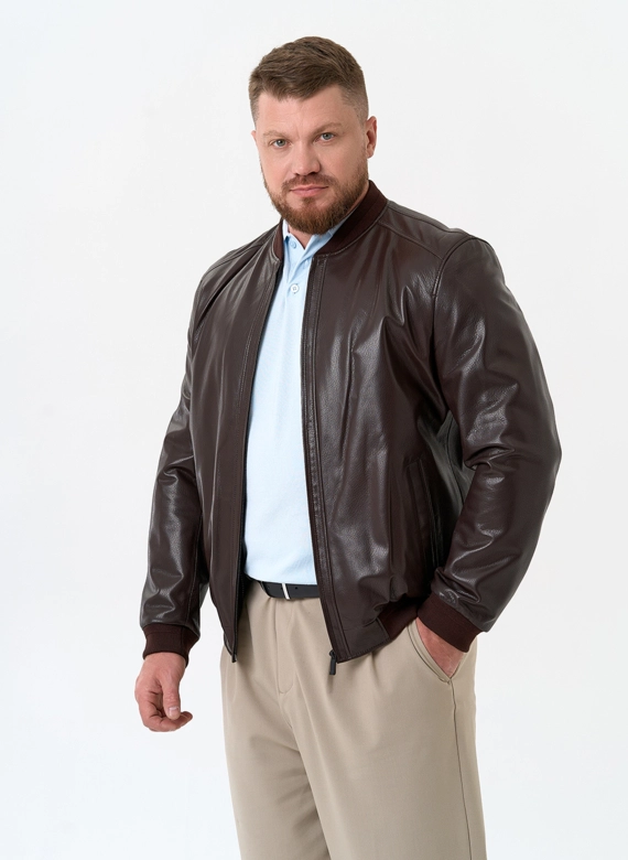 Мужская куртка бомбер из натуральной кожи