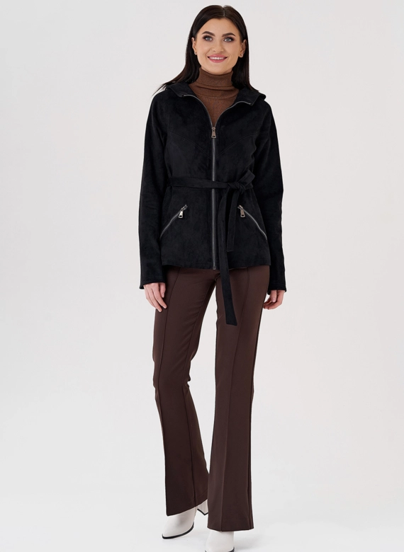 Куртка из эко замши с капюшоном фото