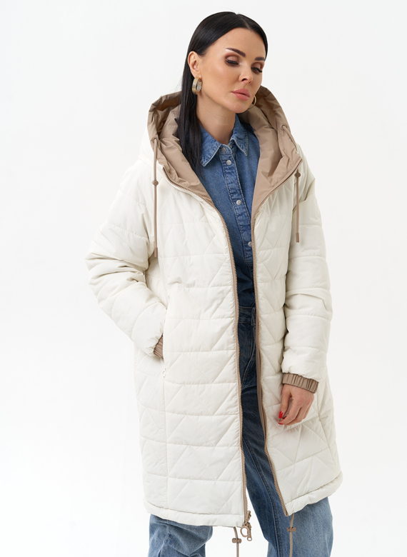 Женская удлиненная куртка с капюшоном