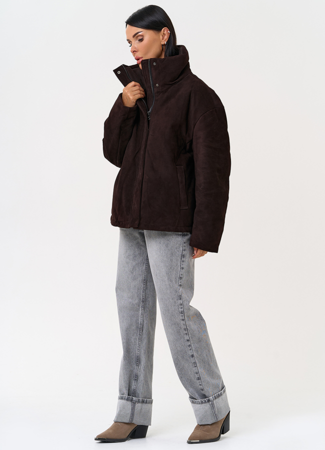 Куртка -пуховик из натуральной замши модель № 31373 универмаг малина