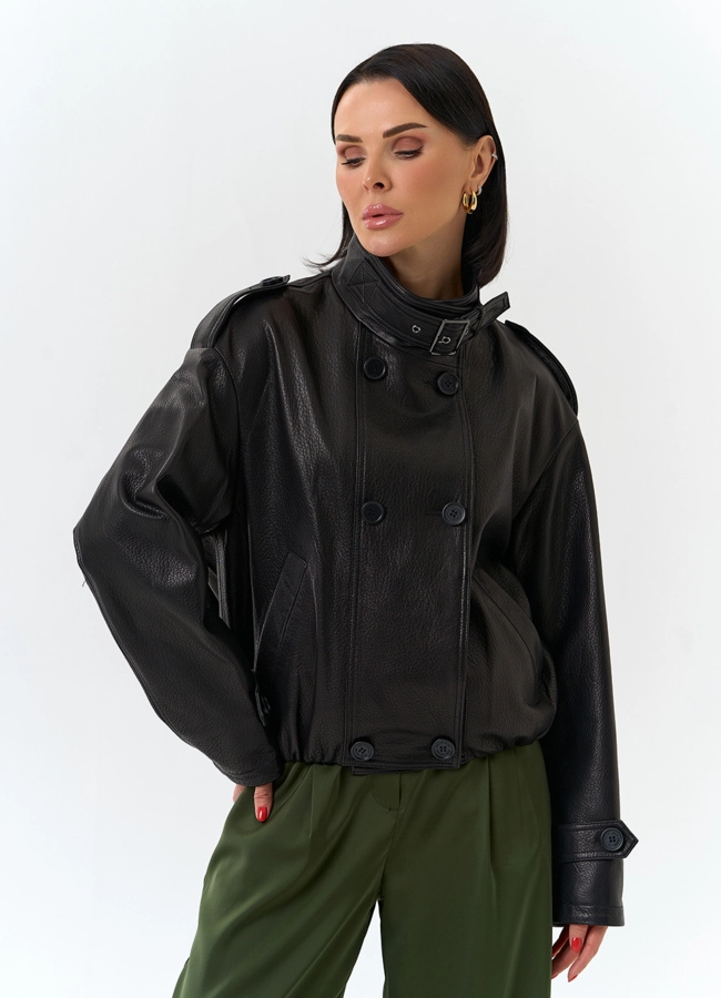 Женская куртка из натуральной кожи модель № 32677 в рассрочку