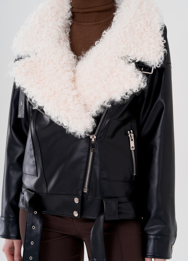 Куртка косуха на утеплении с отделкой натуральный козлик модель № 3022 универмаг малина