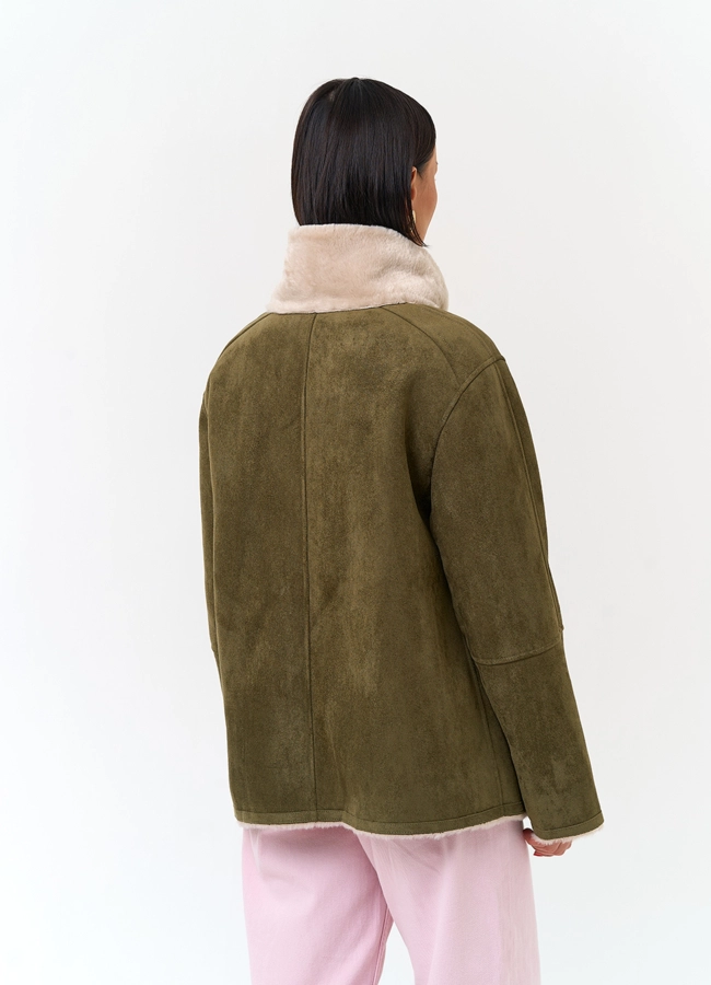 фото Женская дубленка из эко замши модель № 33895