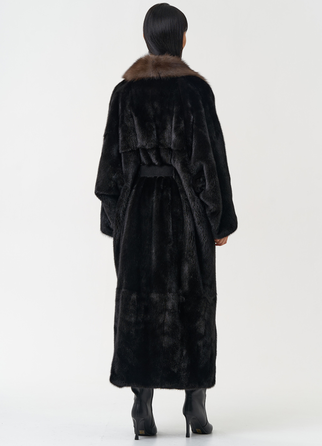 Норковая шуба с английским воротником из меха куницы модель № 30482 универмаг малина