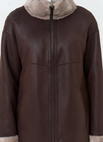 Женская дубленка из эко замши